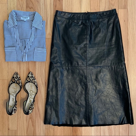 GAP Dresses & Skirts - Gap | Vintage Black Leather Midi Skirt Sz 6